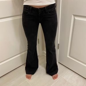 Hudson black washed low rise flare jeans